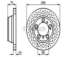 Bosch 0986478592 tarcza hamulc. porsche 911 (996)  98-05 tył, porsche 911 (996)