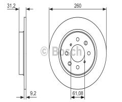 Bosch 0986479051 tarcza hamulc. honda jazz  11- tył, honda jazz iii (ge)