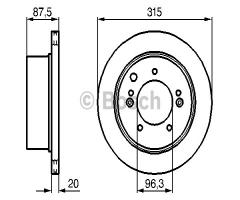 Bosch 0986479232 tarcza hamulc. kia sorento  02- tył, kia sorento i (jc)