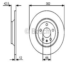 Bosch 0986479458 tarcza hamulc. audi a6 allroad  06- tył, audi a6 allroad (4fh, c6)