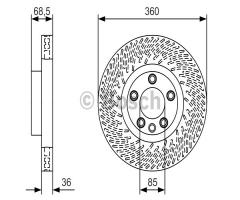 Bosch 0986479b12 tarcza hamulc. vw touareg 10- lewy przód, porsche cayenne, vw touareg (7p5)