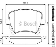 Bosch 0986494669 klocki hamulc. vw phaeton  02-16 tył z czuj., vw phaeton (3d_)