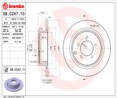 Brembo 08.c247.11 tarcza hamulc. mitsubishi asx  10- tył, chrysler sebring kabriolet (js)