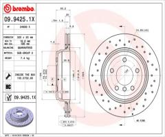 Brembo 09.9425.1x tarcza hamulc. bmw 5 e60  03-10 tył wen, bmw 5 (e60)