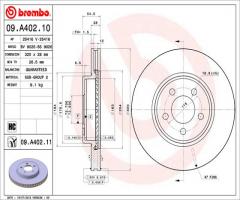 Brembo 09.a402.11 tarcza hamulc. chrysler 300c  04- przód, chrysler 300 c (lx)