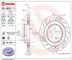 Brembo 09.a822.11 tarcza hamulc. mercedes w212 e-klasa  11- tył, mercedes-benz cls (c218)