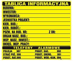 Unimet tab 70*90 tablica informacyjna budowlana 700*900mm