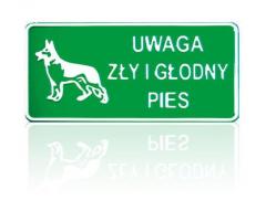 Unimet tab d p2 tablica 15*29cm uwaga zły i głodny pies