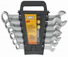 Topex t 35d756 komplet kluczy płasko-oczkowych 8-sztukowy 6-19mm