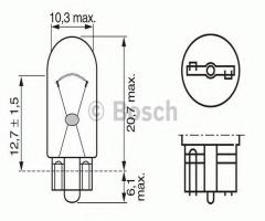 Bosch 1987302206 Żarówka w5w 12v pure light, alfa romeo 33 (905), audi 80 (89, 89q, 8a, b3)