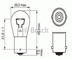 Bosch 1987302280 Żarówka p21w 12v longlife daytime, alfa romeo gtv (116), audi 80 (81, 85, b2)