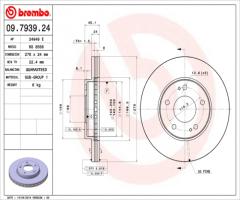 Brembo 09.7939.24 tarcza hamulcowa mitsubishi space wagon 98-05, mitsubishi space wagon (n9_w, n8_w)