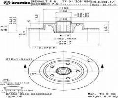 Brembo 08.b394.17 tarcza hamulcowa renault megane ii 05- tył, renault megane ii (bm0/1_, cm0/1_)