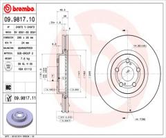 Brembo 09.9817.11 tarcza hamulcowa toyota avensis 03-09 wen, toyota avensis sedan (t25)