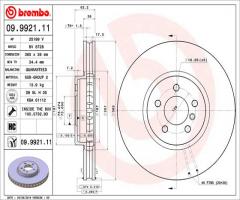 Brembo 09.9921.11 tarcza hamulcowa bmw x5 e70 07 -, bmw x5 (e70)