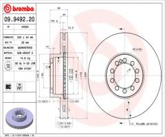 Brembo 09.9492.20 tarcza hamulcowa renault midlum 00 -