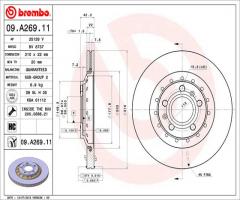 Brembo 09.a269.11 tarcza hamulcowa audi a8 03-10 tył wentylowana, audi a8 (4e_), vw phaeton (3d_)