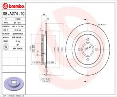 Brembo 08.a274.10 tarcza hamulcowa ford focus st170 98-04 tył, ford focus (daw, dbw)