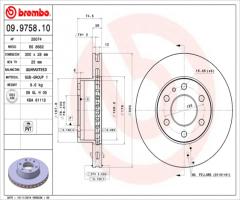 Brembo 09.9758.10 tarcza hamulcowa iveco daily iii 06 -, iveco daily iv autobus