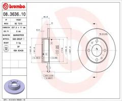 Brembo 08.3636.10 tarcze hamulcowe fiat 125p duży  polonez uno przód tył, autobianchi a 112