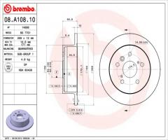 Brembo 08.a108.10 tarcza hamulcowa toyota camry 01- tył, toyota camry (mcv3_, acv3_, _xv3_)