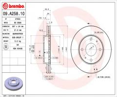 Brembo 09.a258.10 tarcza hamulcowa hyundai sonata 98-01, hyundai lantra ii (j-2)