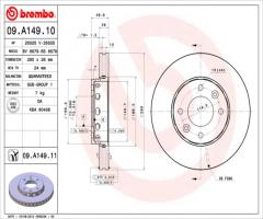 Brembo 09.a149.10 tarcza hamulcowa kia carens ii 02-06, kia carens ii (fj)