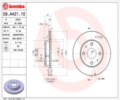 Brembo 09.a421.10 tarcza hamulcowa daihatsu sirion 98-04, daihatsu move (l6, l9)