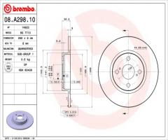 Brembo 08.a298.10 tarcza hamulcowa toyota corolla 97-01 tył, toyota corolla wagon (__e11_)