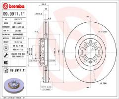 Brembo 09.9911.11 tarcza hamulcowa audi a8 02 -, audi a8 (4e_), vw phaeton (3d_)