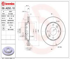 Brembo 09.a250.10 tarcza hamulcowa kia clarus 96-99, kia clarus (k9a)