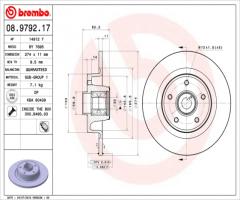 Brembo 08.9792.17 tarcza hamulcowa+łożysko(zest. 1 szt) renault t, renault laguna ii (bg0/1_)