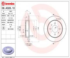 Brembo 08.a328.10 tarcza hamulcowa mitsubishi carisma 95-99 tył, mitsubishi colt iv (ca_a)