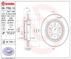 Brembo 08.7765.11 tarcza hamulcowa volvo volvo s60 i s80 i v70 ii xc70 tył, volvo s80 i (ts, xy)