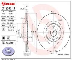 Brembo 09.9586.11 tarcza hamulcowa volvo s80 ii 06-koła 18, volvo v70 iii (bw)