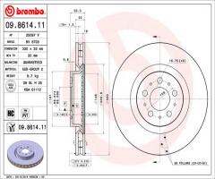 Brembo 09.8614.11 tarcza hamulcowa volvo s60 r 03-06, volvo v70 ii (sw)