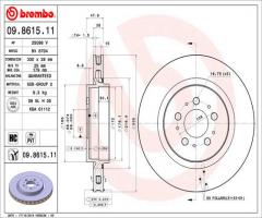 Brembo 09.8615.11 tarcza hamulcowa volvo s60 r 2,5t 03- tył wen., volvo v70 ii (sw)