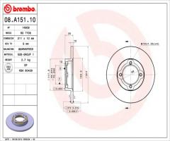 Brembo 08.a151.10 tarcza hamulcowa daihatsu cuore 89-98, daihatsu cuore ii (l80, l81)