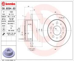 Brembo 08.8094.60 tarcza hamulcowa citroen jumper 06- tył, citroËn jumper autobus