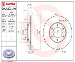 Brembo 09.a203.10 tarcza hamulcowa toyota hiace 95-wentylowana, toyota hiace iv autobus (lh1_)