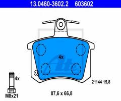 Ate 13.0460-3602 klocki hamulcowe tył vw audi 80/100/a4, audi 80 (81, 85, b2)