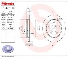 Brembo 08.4931.10 tarcza hamulcowa tył ford scorpio 5 Śrub nie domawiać, ford scorpio i (gae, gge)