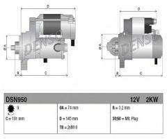 Denso dsn950 rozrusznik toyota 12v, toyota carina e (_t19_)