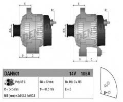 Denso dan501 alternator alfa romeo fiat, alfa romeo 156 (932), fiat doblo cargo (223)