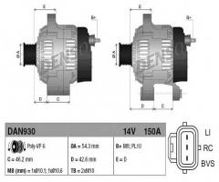 Denso dan930 alternator ford mazda volvo, ford focus ii kombi (da_), mazda 3 sedan (bk)