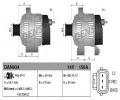 Denso dan934 alternator ford, ford focus ii (da_), volvo s40 ii (ms)