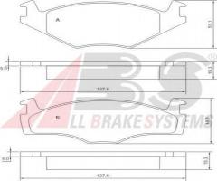 A.b.s. 36536 klocki hamulcowe vw asymetryczne grube, seat toledo i (1l), vw golf i cabriolet (155)