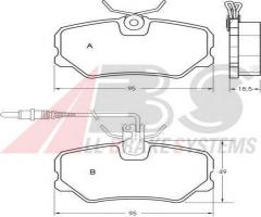 A.b.s. 36651 klocki hamulcowe peugeot 405 87-95 z czuj, peugeot 405 i (15b)