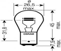 Osram 7225 Żarówka py21/4w 12v, alpina b3 (e36), audi a4 kabriolet (8h7, b6, 8he, b7), bmw 3 (e36)