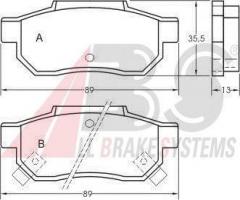 A.b.s. 36636 klocki hamulcowe honda civic 87-99 tył z czujnikiem, honda civic iv sedan (ed)